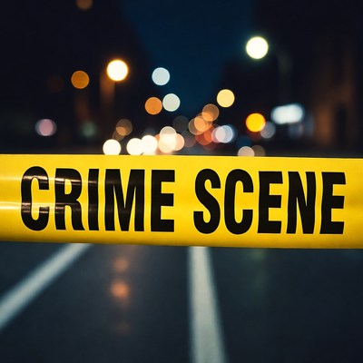 Crime Scene Tape at Night