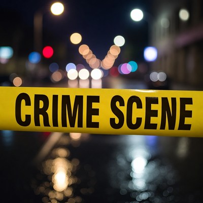Crime Scene Tape at Night