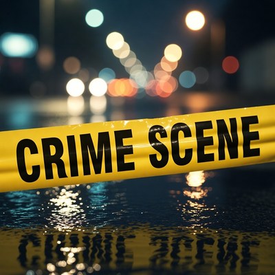 Crime Scene Tape at Night