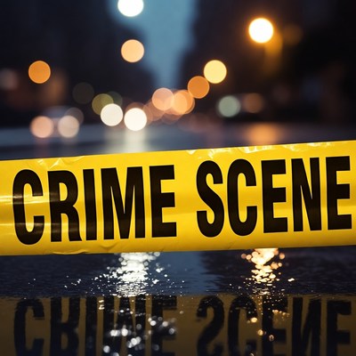 Crime Scene Tape at Night