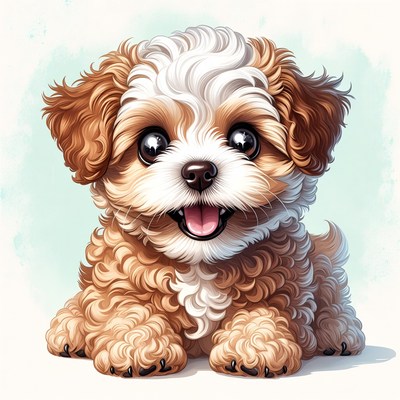 Cute fluffy puppy smiling