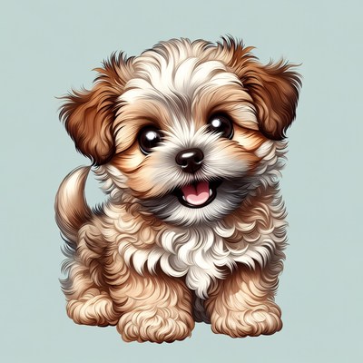 Cute fluffy puppy illustration