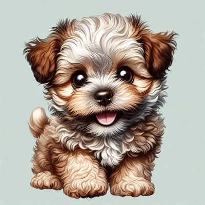 Cute fluffy puppy smiling