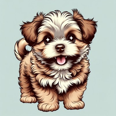 Cute Shih Tzu puppy illustration
