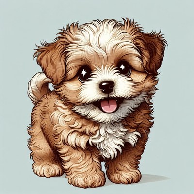 Cute Shih Tzu puppy illustration