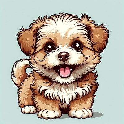 Cute Shih Tzu Puppy Illustration