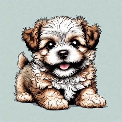 Cute Shih Tzu Puppy Illustration