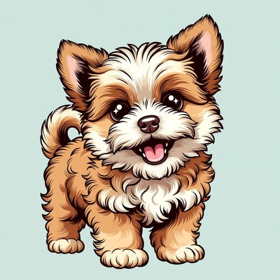 Cute Yorkshire Terrier Puppy Illustration