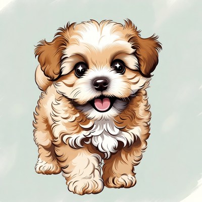 Cute fluffy puppy illustration