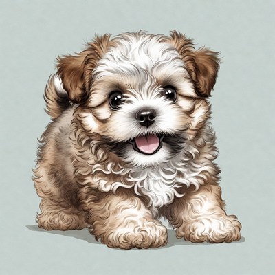 Cute Shih Tzu Puppy Illustration