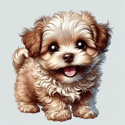 Cute fluffy puppy smiling