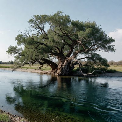 Large Tree by Riverbank