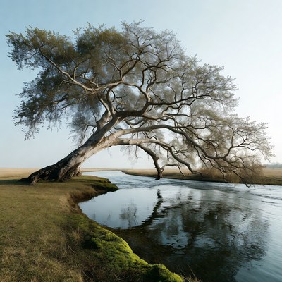 Large Tree by Riverbank