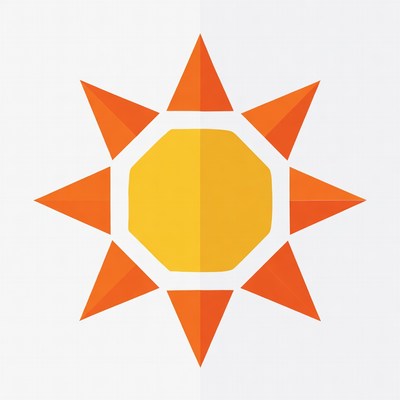 Orange geometric sun illustration
