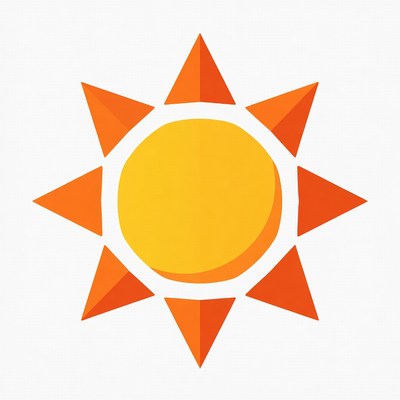 Bright orange sun illustration