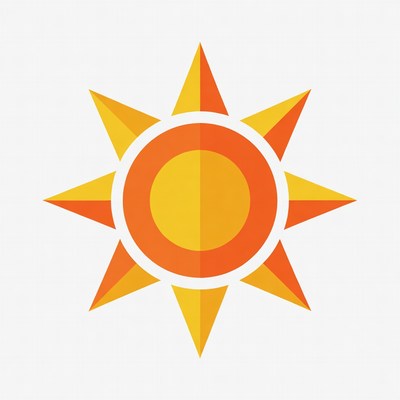 Bright orange sun illustration