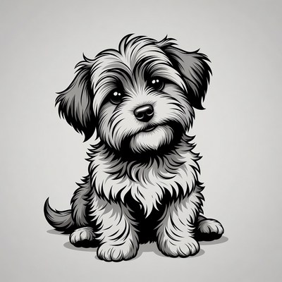 Cute fluffy puppy illustration