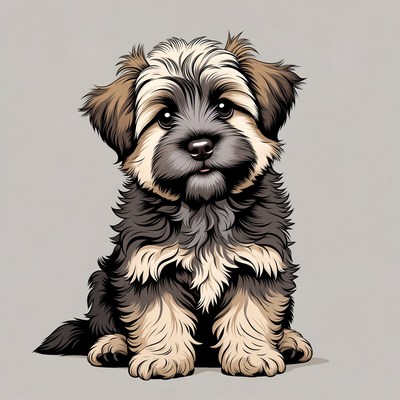 Cute fluffy puppy sitting