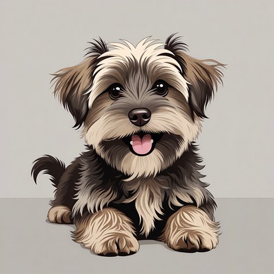 Cute Yorkie puppy illustration