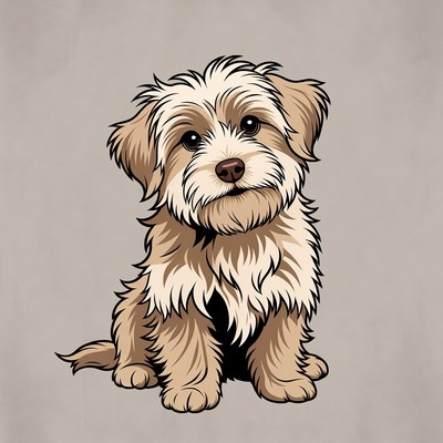 Cute fluffy puppy illustration
