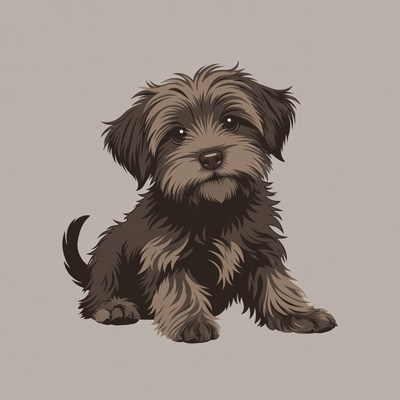 Cute fluffy puppy sitting