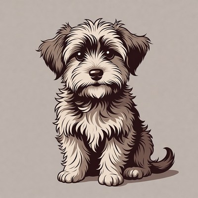 Cute fluffy puppy illustration