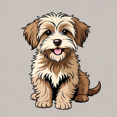 Cute fluffy puppy sitting