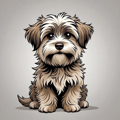 Cute fluffy puppy sitting