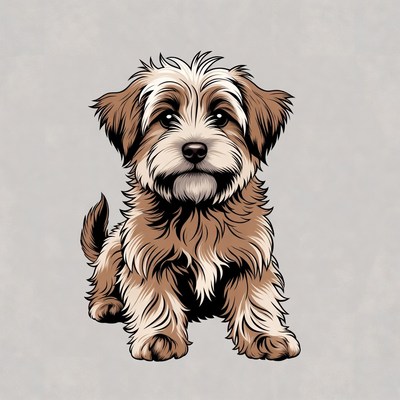 Fluffy Brown Puppy Illustration