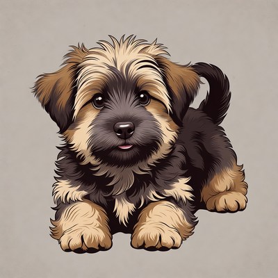 Cute Yorkshire Terrier puppy sitting