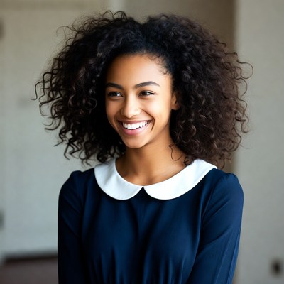 Smiling African-American woman with curly hair