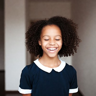 Smiling African-American girl with curly hair
