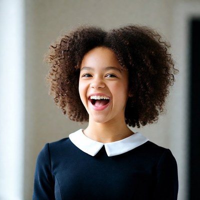 African-American girl laughing happily