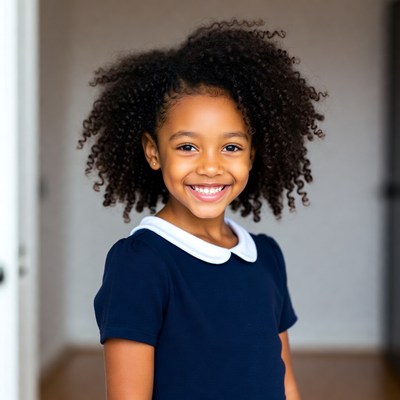 Smiling African-American girl with curly hair