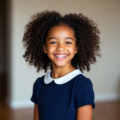 Smiling African-American girl with curly hair