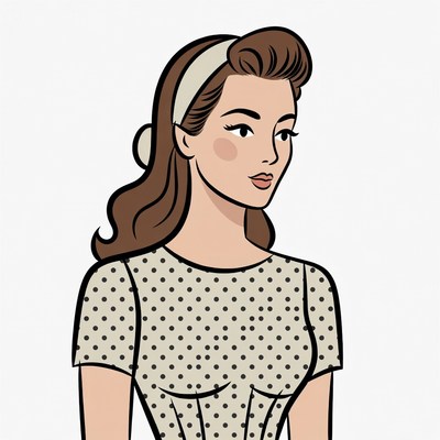 Pin-up woman in polka dot dress