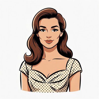 Beautiful woman in polka dot dress illustration