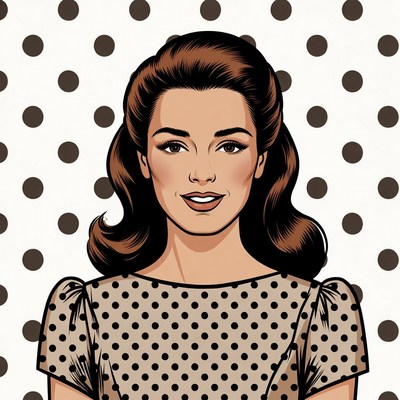 Smiling woman in polka dot dress