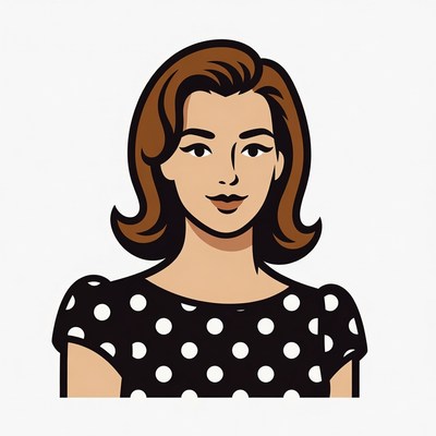 Woman in polka dot dress illustration
