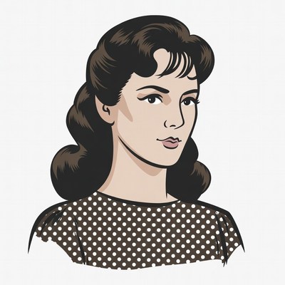 Vintage woman in polka dot dress