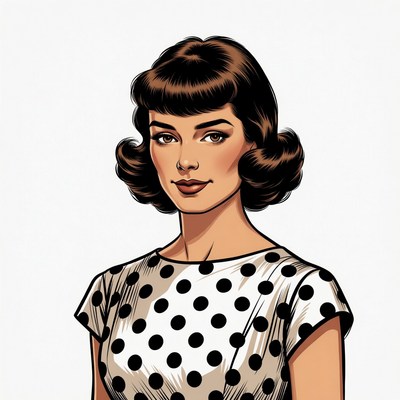 1950s Woman in Polka Dot Dress