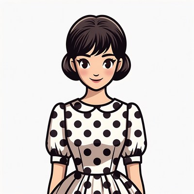 Anime girl in polka dot dress