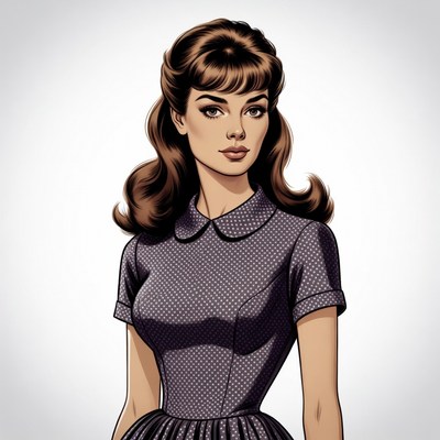 Beautiful brunette woman in vintage dress