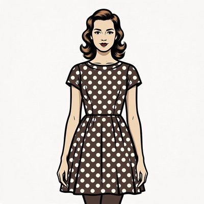 Woman in polka dot dress illustration