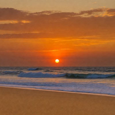 Sunset over ocean beach