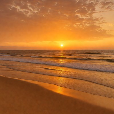 Sunset over ocean beach