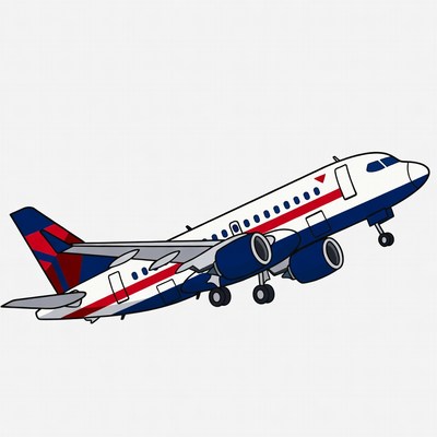 Delta Airlines airplane takeoff illustration