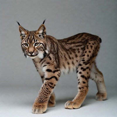 Lynx walking on isolated background