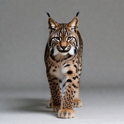 Lynx standing on gray background