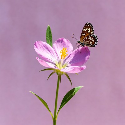 Butterfly on pink flower
